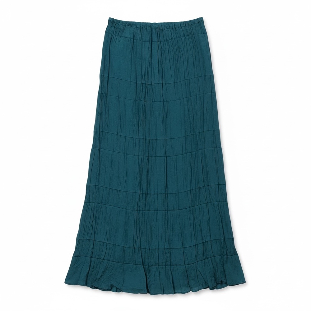 Babette San Francisco Avant Garde Crinkle Broomstick Maxi Skirt Sea Green L